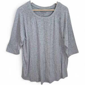 Torrid Top Womens 2 US Plus 2X Gray Super Soft Slub Jersey 3/4 Sleeve Casual